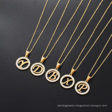 Sweater chain simple design sense letter zircon pendant stainless steel accessories custom necklace